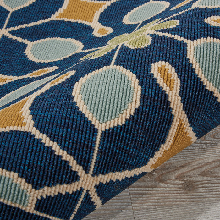 Sol 72 Outdoor™ Monterey Geometric Navy/Blue/Gold Area Rug & Reviews